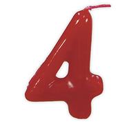 Vela roja con el número 4 para cumpleaños