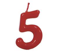 Vela roja con el número 5 para cumpleaños