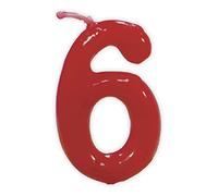 Vela roja con el número 6 para cumpleaños