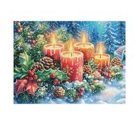 Vela roja de Navidad Rompecabezas 500 Piezas Cartón para Niños Mayores 14 Años Noches De Cita Antiestrés Pack Completo Detalle Único Original 500 PCS/52×38cm