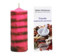 Vela Triunfo y Superación Ritualizada - Vela Esotérica para Retos y Nuevos Comienzos - Rebozada en Hierbas Naturales - Fuerza, Energía y Cambio de Actitud - Las Velas de Mariano