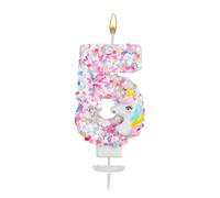 Vela Unicornio con Número, Purpurina Lentejuelas Velas Cumpleaños Numeros Adorno para Tarta de Unicornio Decoración Cumpleaños para Niñas Baby Shower y Celebraciones Temáticas (5)