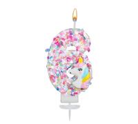 Vela Unicornio con Número, Purpurina Lentejuelas Velas Cumpleaños Numeros Adorno para Tarta de Unicornio Decoración Cumpleaños para Niñas Baby Shower y Celebraciones Temáticas (6)
