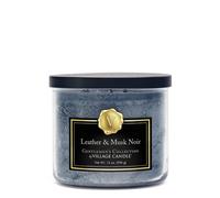 Vela Village Candle Leather & Musk Noir, recipiente mediano de 14 oz, color negro, 1 unidad