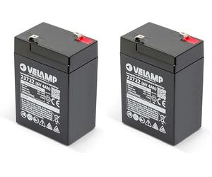 Velamp 23722 Batería Recargable Plomo, ACoplamientos Faston, 6 V, 4 Ah, Negro (Paquete de 2)