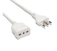 Velamp Alargador eléctrico de 5 Metros - Enchufe Grande (16A) y Enchufe bipaso Grande/pequeño (10A/16A) - Ideal para conectar aparatos domésticos - Blanco