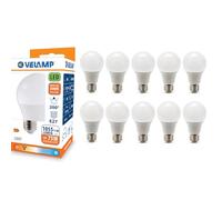 Velamp Bombilla LED, estándar A60, casquillo E27, 12W (1055 lúmenes equivalentes a 75W), luz blanca cálida 3000K, tecnología SMD, haz de 200°, paquete de 10 bombillas