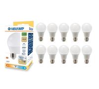 Velamp Bombilla LED, estándar A60, casquillo E27, 12W (1055 lúmenes equivalentes a 75W), luz blanca natural 4000K, tecnología SMD, haz de 200°, paquete de 10 bombillas