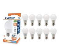 Velamp Bombilla LED, estándar A60, casquillo E27, 9W (806 lúmenes equivalentes a 60W), luz blanca cálida 3000K, tecnología SMD, haz de 200°, paquete de 10 bombillas