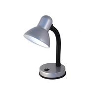 Velamp Charleston Lámpara de Mesa E27, Compatible con LED, Brazo Flexible, con Cable e Interruptor, para habitación de niños, Escritorio, Estudio, 40 W, Plateado