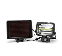 Velamp Lámpara Sensor de Movimiento. LED de 1600 lúmenes. Recargable con Panel Solar. IP44. Batería de Iones de Litio de 1200 mAh. para terraza, jardín, Garaje, Negro