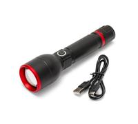 Velamp Linterna LED recargable FURY USB-C, 10 W, 1000 lúmenes, zoom ajustable, batería 21700 incluida e IPX4. Linterna táctica de aluminio para trabajo, emergencias y exterior.