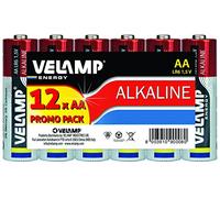Velamp LR6/12 Pack Pile Alcaline AA, Mulipack da 12 Pezzi, 1.5 V, Rojo