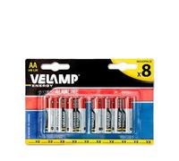 Velamp LR6 / 8BP Blister de 8 baterías alcalinas Stilo LR6 AA, 1.5V, rojo