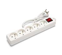 Velamp MULTIP-FR-I-5 - Regleta de 5 enchufes 10/16 A + interruptor, 3 G1 mm2