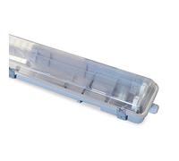 Velamp NEPF236 Exterior Resistente al Agua IP65 para 2 Tubos LED. Plafón de jardín. Pre cableado. Montaje Simple Longitud 127.5cm, Gris