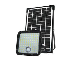 VELAMP Proyector LED solar de 4800 lúmenes, con detector de presencia. panel solar remoto