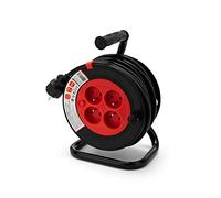 Velamp REEL-FR-15 - Alargador eléctrico (15 m, 4 enchufes, 16 A, sección 3G1,5 mm2), color negro y rojo