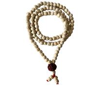 VELARDE Collar Mala De Madera y Rudraksha Hecho En La India - 108 cuentas - Meditación - Yoga - Repetición De Mantras - Protección Y Armonía - Comercio Justo