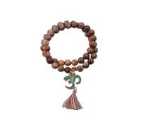 VELARDE Pulsera Mujer Japa Mala Budista de 45 Cuentas - Para la Practica de Códigos Sagrados - Accesorio para Meditación y Yoga - Mala Tibetano con Símbolo de Om - Regalos Originales