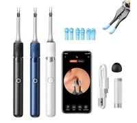 Velaryx Limpiador de Oídos con Cámara HD 12MP - Endoscopio Auricular WiFi con Luz LED, Pinzas y Cucharillas de Silicona, Otoscopio Digital Portátil para Eliminación de Cera en Adultos, Niños y Mascota