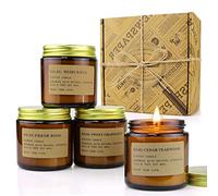 Velas Aromáticas de 4 Pack 100g Cera de Soja con Rosa Teca e Tabaco de teca Velas Perfumadas Larga Duración para el Hogar Aromaterapia para Mujer Regalo Cumpleaños para Madre y Amigas Madre, Amante