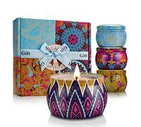 Velas Aromáticas de 4 Pack 125g Cera de Soja con Lavanda Higos Vela Perfumada para Casa Aromaterapia para Mujer Regalo de Cumpleaños para Amigas o el Día de la Madre Duración Hasta 120 Horas