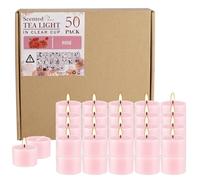 Velas aromáticas de rosa en taza transparente, 8 horas de combustión limpia constante, sin golpes, ideal para vacaciones, bodas, spa, emergencia y decoración del hogar (rosa, 50 unidades)