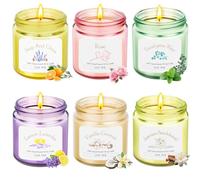 Velas aromáticas en vaso | Juego de 6 velas aromáticas de 3.5OZ para regalo para mujeres, velas de soja para aromaterapia para relajación | Velas aromáticas de Navidad con 150 horas de duración |