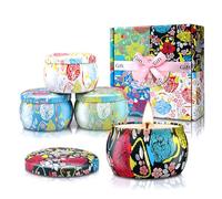 Velas Aromaticas Juego de 4 Piezas, Vela Perfumadas 30 Horas de Quema, Regalos Originales para Mujer, Viaje Adecuado para Yoga Baño Dormitorio