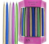 Velas c nicas premium de Januc , decoradas a mano y esmeriladas, de The Dreidel Company (metalizadas multicolor)