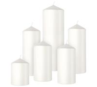Velas Cilíndricas Suaves Bolsius - Juego de 6 - Blanco Nublado - Velas Decorativas para el Hogar - Larga Duración - Sin Perfume - Cera Natural de Origen Vegetal - Sin Aceite de Palma
