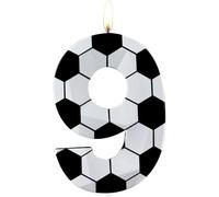 Velas con el número 9, velas de cumpleaños número 9, velas de fútbol de feliz cumpleaños, cera premium y diseño de diamante 3D, decoración de pastel con temática de fútbol para hombres, niños, fiesta