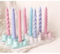 Velas con Intención Decorativas de Colores Pastel, Set de Velas Artesanales con Diseño Trenzado, Rosa, Violeta, Verde, Azul y Amarillo