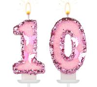 Velas con Números de Cumpleaños, 7,5cm Mariposa con Purpurina Adornos para Tartas Feliz Cumpleaños Lentejuelas Rosas Decoraciones para Cupcakes con Números Boda para Aniversario Fiestas (10)