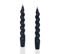 Velas cónicas, vela en espiral, 18,5 cm de largo, color negro macarrón, velas trenzadas para bodas, Halloween, Navidad, cumpleaños, fiestas, vestidos de mesa (negro, 2 unidades)