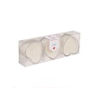 Velas Corazones en Vaso. Set de 3 Velas. Velas Decorativas Corazones. Velas Blancas Rojas. Velas Tarro Cristal Corazones (Blanco)
