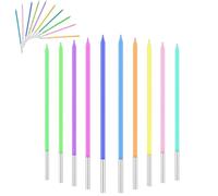 Velas Cumpleaños De Colores, 90 Piezas Pastel Birthday Candles Paquete Velas Metálicas para Cupcakes en Soportes Largas Y Finas para cumpleaños, Baby Shower, Pascua, Fiesta