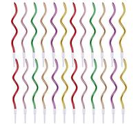 Velas Cumpleaños Espiral,24 Pcs Vela para Decorar Pastel de Fiesta di Cumpleaños y Bodas,Vela Decorativas para Decoración un Tarta,Multicolor(Rojo/Oro Rosa/Púrpura/Verde/Oro/Champán)