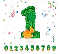 Velas Cumpleaños Números 1,3D Dinosaurier Verde Vela,Vela de Número 1 de Pastel Decoración,Aniversarios,Baby Shower de Cumpleaños