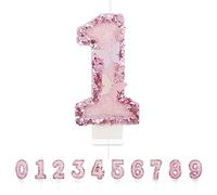 Velas Cumpleaños Números 1,3D Mariposas Rosa Vela,Vela de Número 1 de Pastel Decoración,Aniversarios,Baby Shower de Cumpleaños