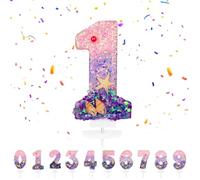 Velas Cumpleaños Números 1,3D Sirenas Violeta Vela,Vela de Número 1 de Pastel Decoración,Aniversarios,Baby Shower de Cumpleaños