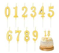 Velas Cumpleaños Números,10 piezas Velas de Pastel Cumpleaños Número 0-9, Velas de Cumpleaños,Velas Cumpleaños Divertidas para Fiesta de Cumpleaños, Boda Aniversario Celebración (Oro)