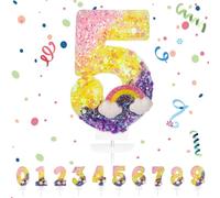 Velas Cumpleaños Números 5,3D Arco iris Vela,Vela de Número 5 de Pastel Decoración,Aniversarios,Baby Shower de Cumpleaños