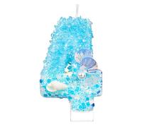 Velas Cumpleaños Numeros, Azul y Blanco Purpurina Lentejuelas Caracola Perla Concha Velas Cumpleaños Números Tarta Adorno para Fiestas Temáticas de Océano y Playa (4)