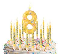 Velas Cumpleaños Numeros en Forma de Huella de Pata, Velas de Cumpleaños con Temática de Perro con 12 Velas Rectas Adornos para Tartas de Feliz Cumpleaños para Niños y Niñas (8)