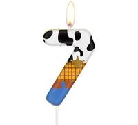 Velas de 7º cumpleaños de juguete, velas del número 7 para pastel,topper de pastel de vaqueros,decoración de 7º cumpleaños de niñas y niños,velas temáticas fiesta de historia azul decoración de