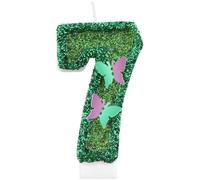 Velas de 7 Cumpleaños de Mariposa con Purpurina, Velas de Mariposa Verde Número 7 para Tarta, Decoraciones de 7º Cumpleaños para Niñas, Velas de Hadas Temáticas de Mariposa Decoración para Tartas para