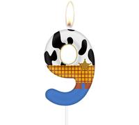 Velas de 9º cumpleaños de juguete, velas del número 9 para pastel,topper de pastel de vaqueros,decoración de 9º cumpleaños de niñas y niños,velas temáticas fiesta de historia azul decoración de