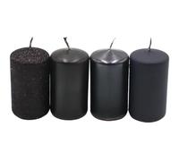 Velas de Adviento, velas de Adviento, en negro, diferentes matices, tamaño H/Ø aprox. 7 x 4 cm, 250 g, tiempo de combustión 4 x 10 h